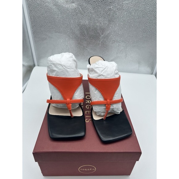 New Torgeis Aconite Faux Leather High Heel Thong Sandals Black Size EU 38.5 US 8 - Picture 3 of 8